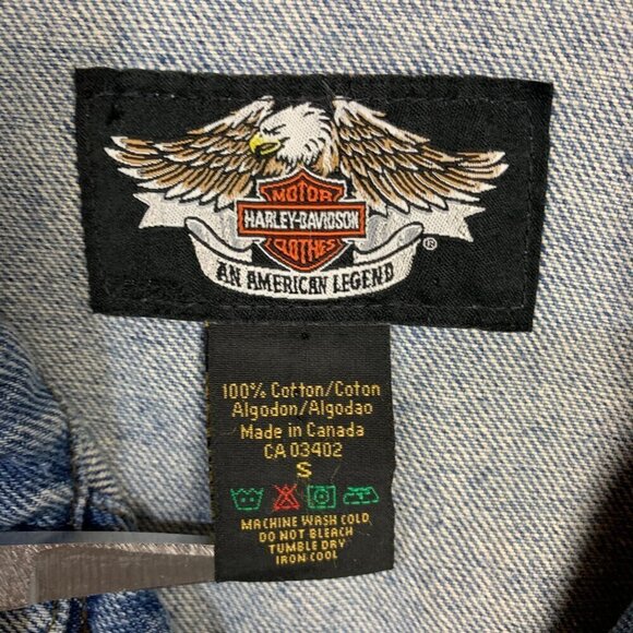 Harley Davidson Vintage Y2K Denim Trucker Light Wash Jean Jacket - Picture 13 of 14